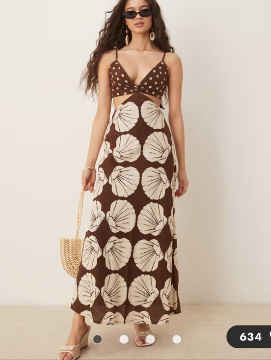 Abercrombie & Fitch Dresses & Skirts - Abercrombie & Fitch Brown and Cream Shell-Print Maxi Dress